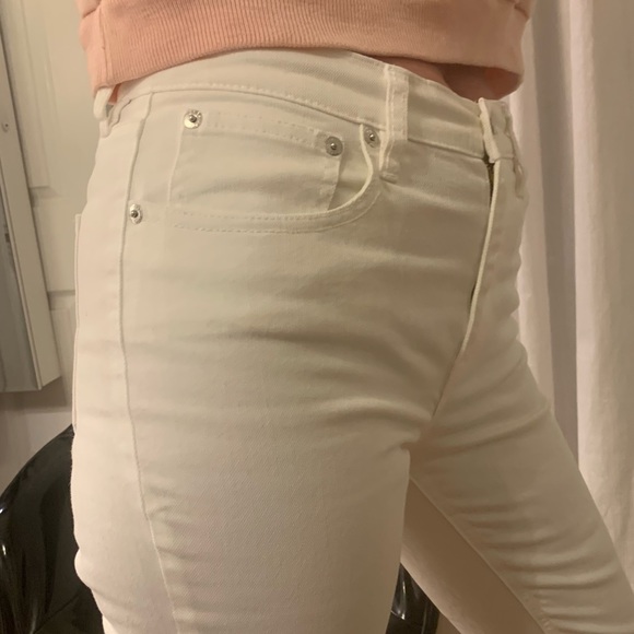 J. Crew White Billie Demi Boot Crop Jeans Kick-flare Denim Pants Size 27 EUC - Picture 10 of 16
